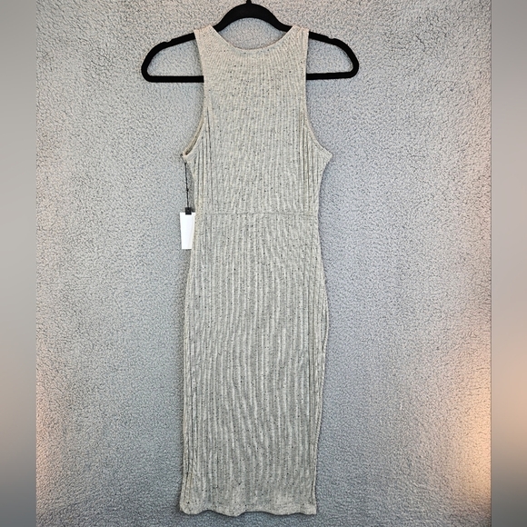 ASTR The Label Gray Heather With Black Dots Lace Up Front Ribbed Knit Dress Sz S - Picture 9 of 13